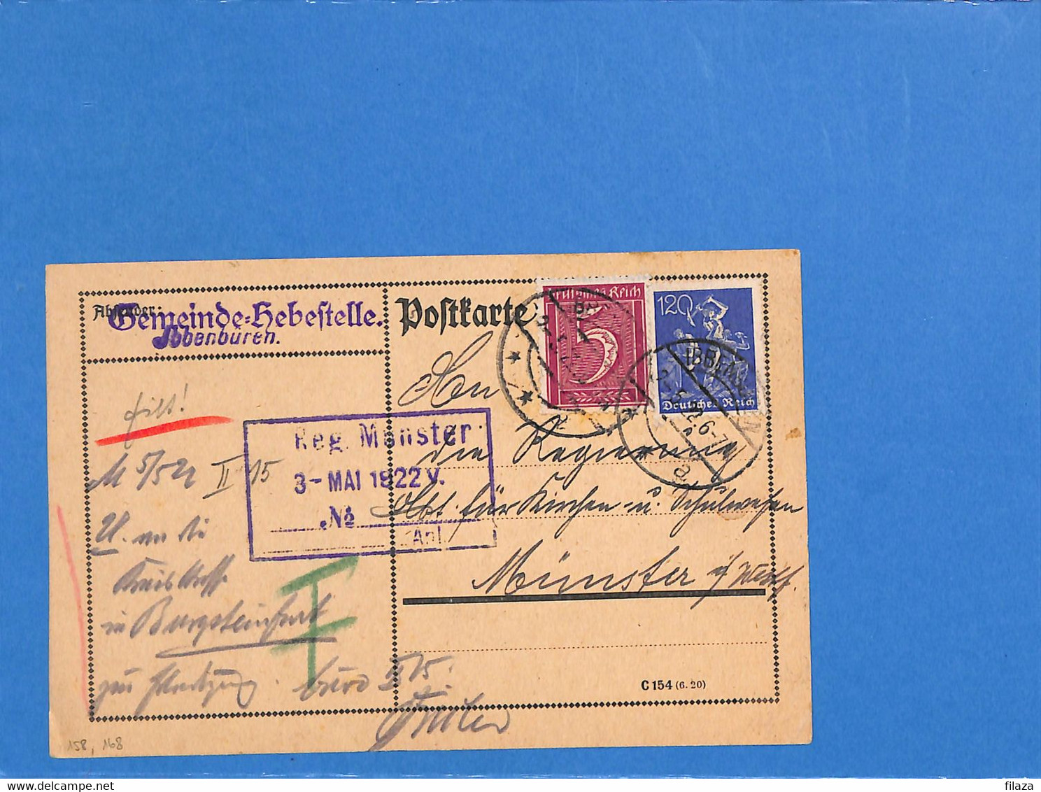 Allemagne Reich 1922 Carte Postale De Ibbenburen (G3439) - Brieven En Documenten