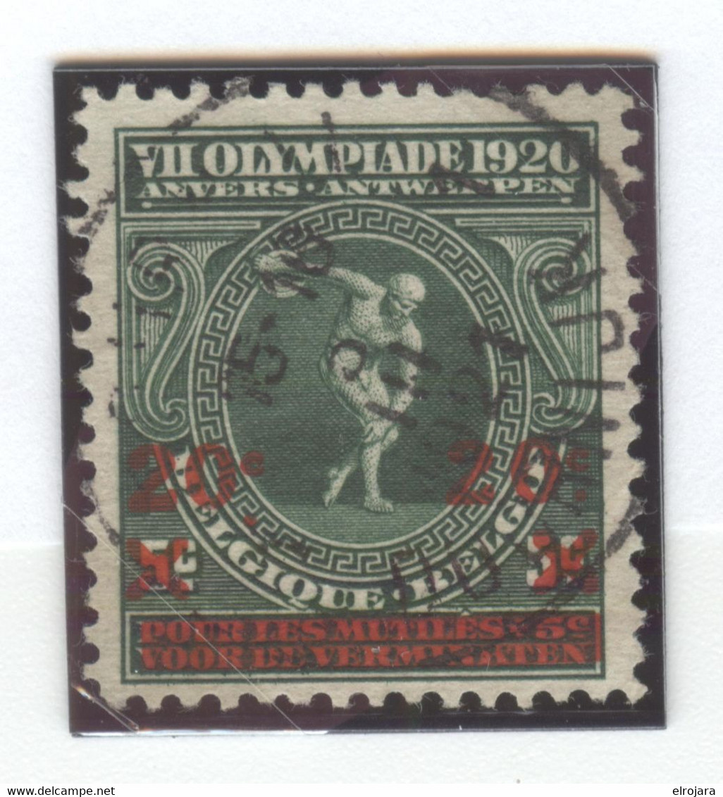 BELGIUM Olympic Overprinted Stamp 5c With First Day Cancel 5-3-1921 And Low Dot Under The Left C - Sommer 1920: Antwerpen