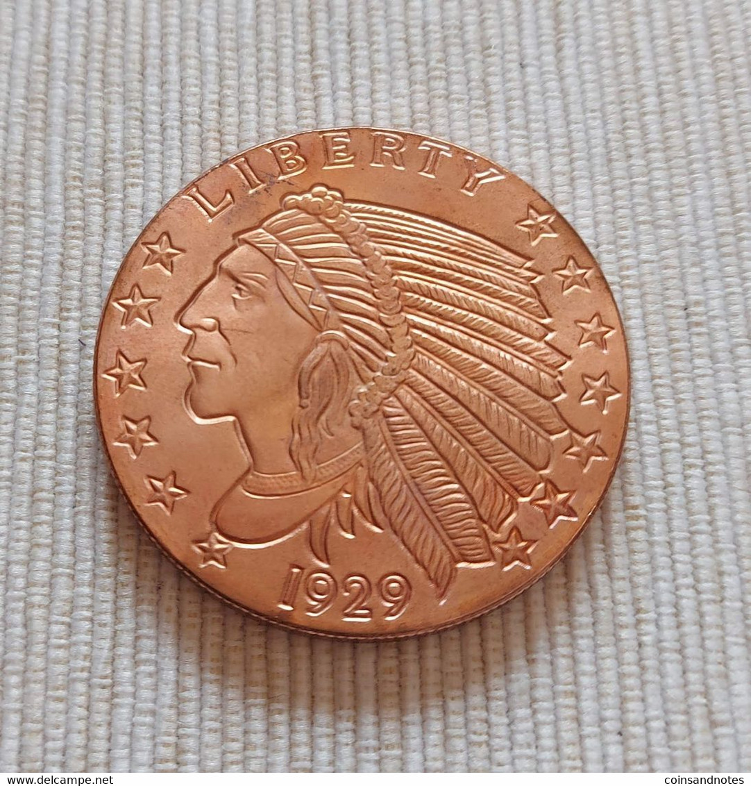 USA - '1929 Liberty/Indian' - 1 Ounce Copper Comm. Coin - UNC - Sammlungen