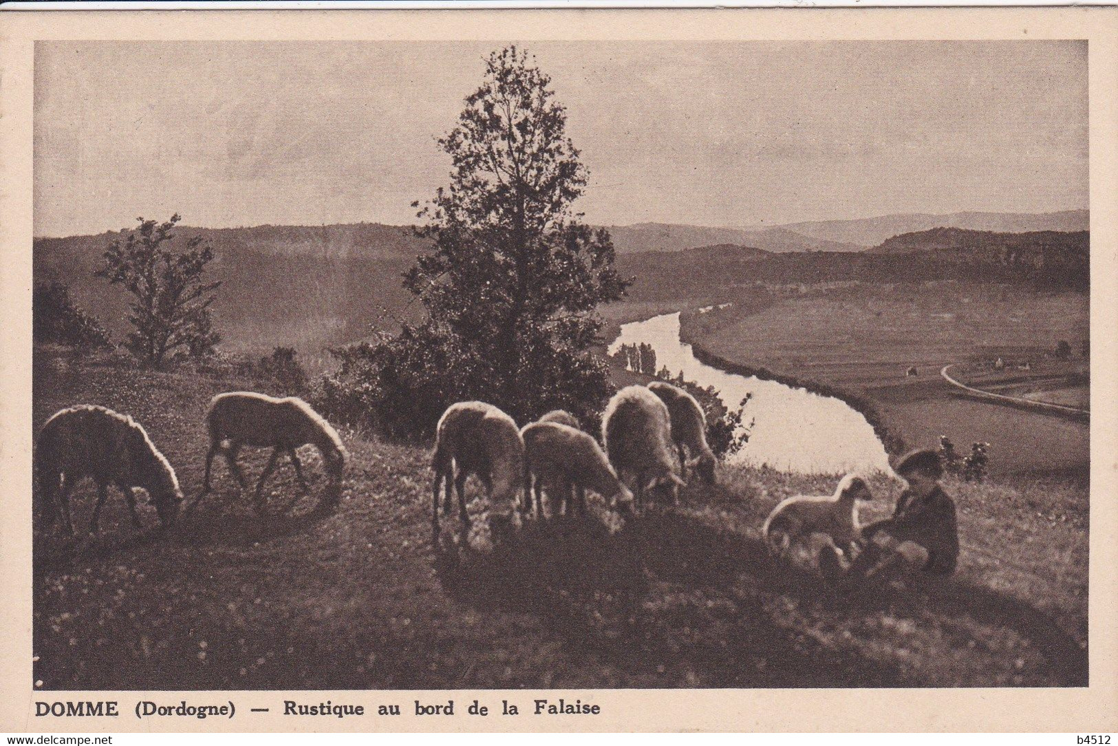 24 DOMME Berger Avec Moutons En Bord De Falaise - Other & Unclassified