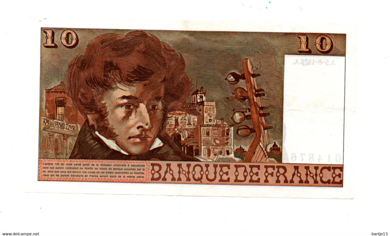 FRANKRIJK 10 FRANCS A.5-8-1976.A. - 10 F 1972-1978 ''Berlioz''