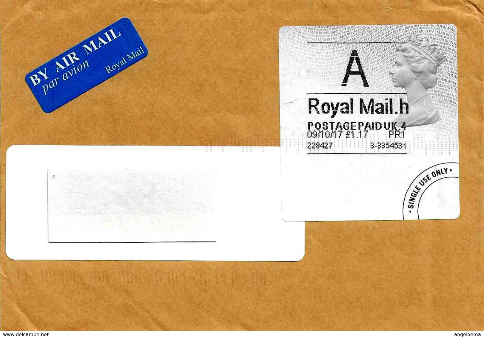 GRAN BRETAGNA - 2017 Lettera Air Mail Per Italia Con Etichetta Royal Mail Postage Paid Con Regina Elisabetta - 3750 - Briefe U. Dokumente