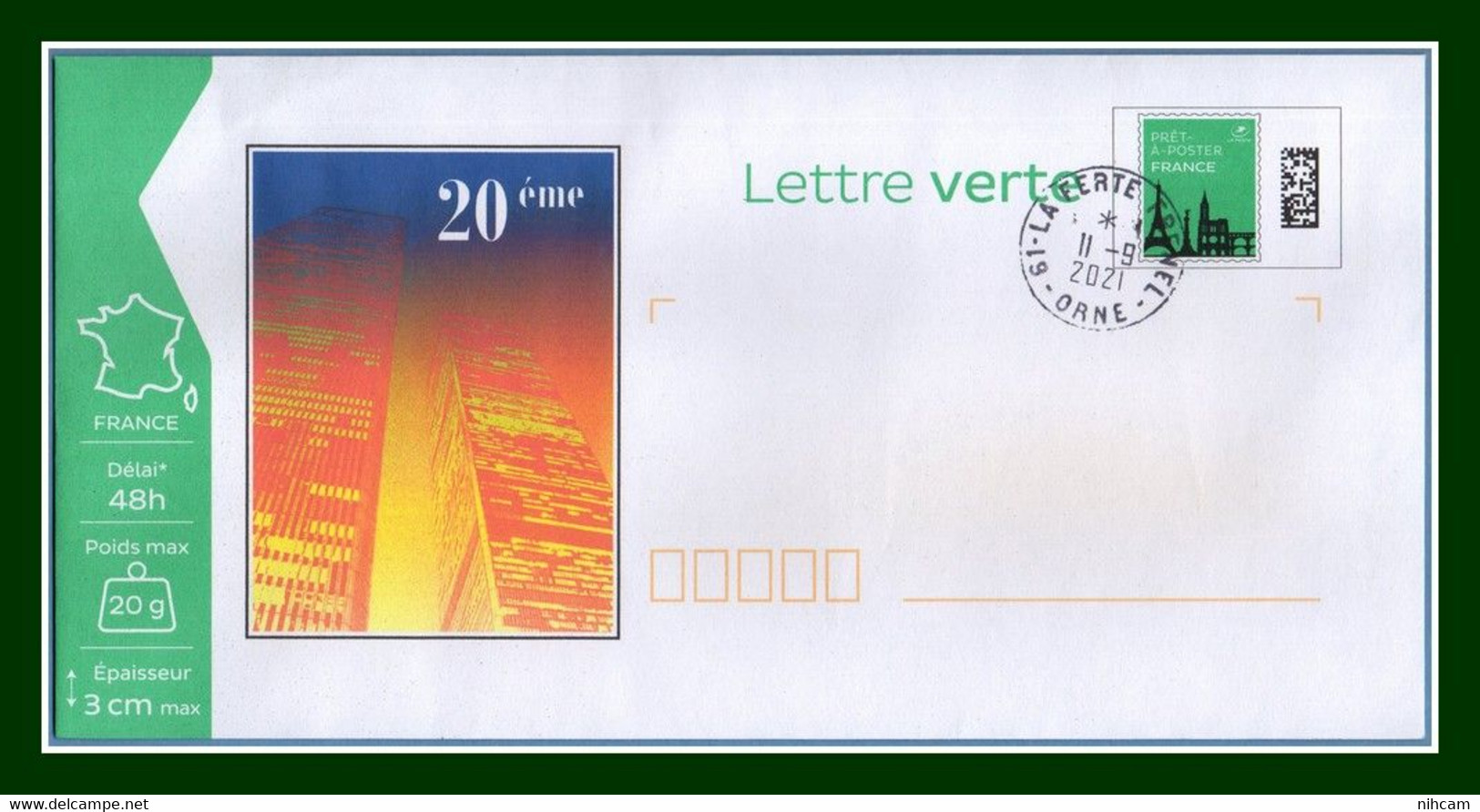 PAP Repiqué 20ème Anniversaire W.T.C. 11 Septembre 2021 (N° 2/3 Au Verso (Rare) Twin Towers 11/9 - Prêts-à-poster: Repiquages Privés