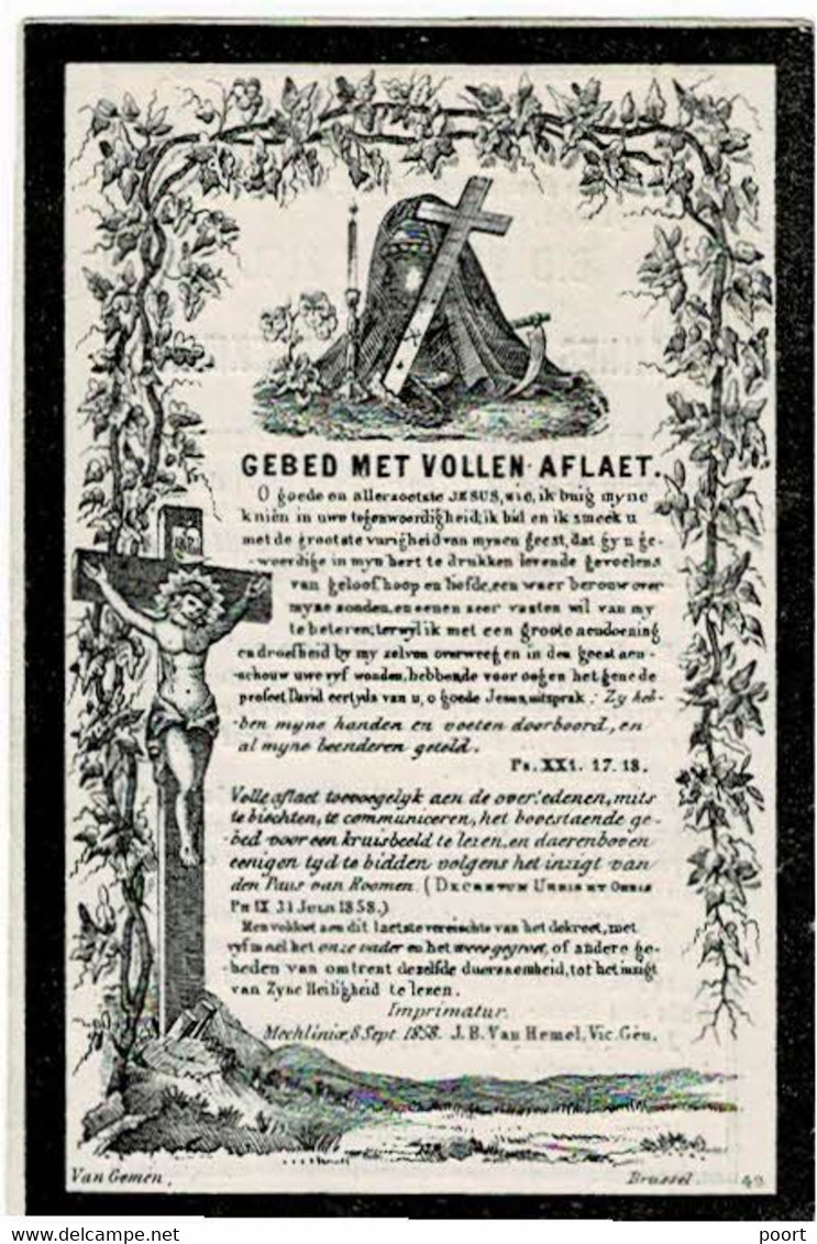 PUTTE (N.-Brabant) / PUTTE (Kapellen) - Joannes BRAEKMANS - Echtg. M. MARCUS -°1805 En +1862 - Devotion Images