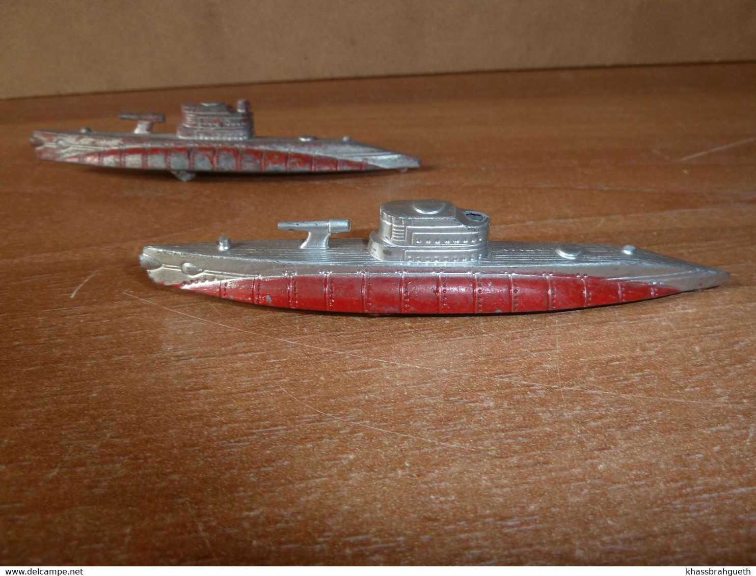 TOOTSIE TOYS - BOITE + SUBMARINE (2) DESTROYER (1) TROOP TRANSPORTER (1) (MADE IN UNITED STATES)