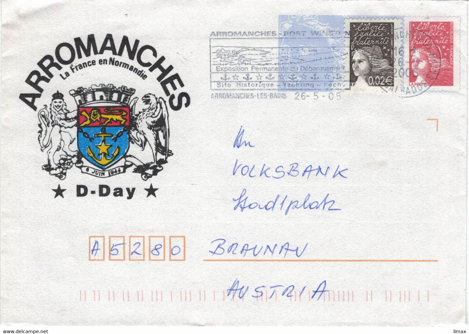 Ganzsache Entier Arromanches D-Day - Port Winston 2006 Debarquement - Overprinted Covers (before 1995)