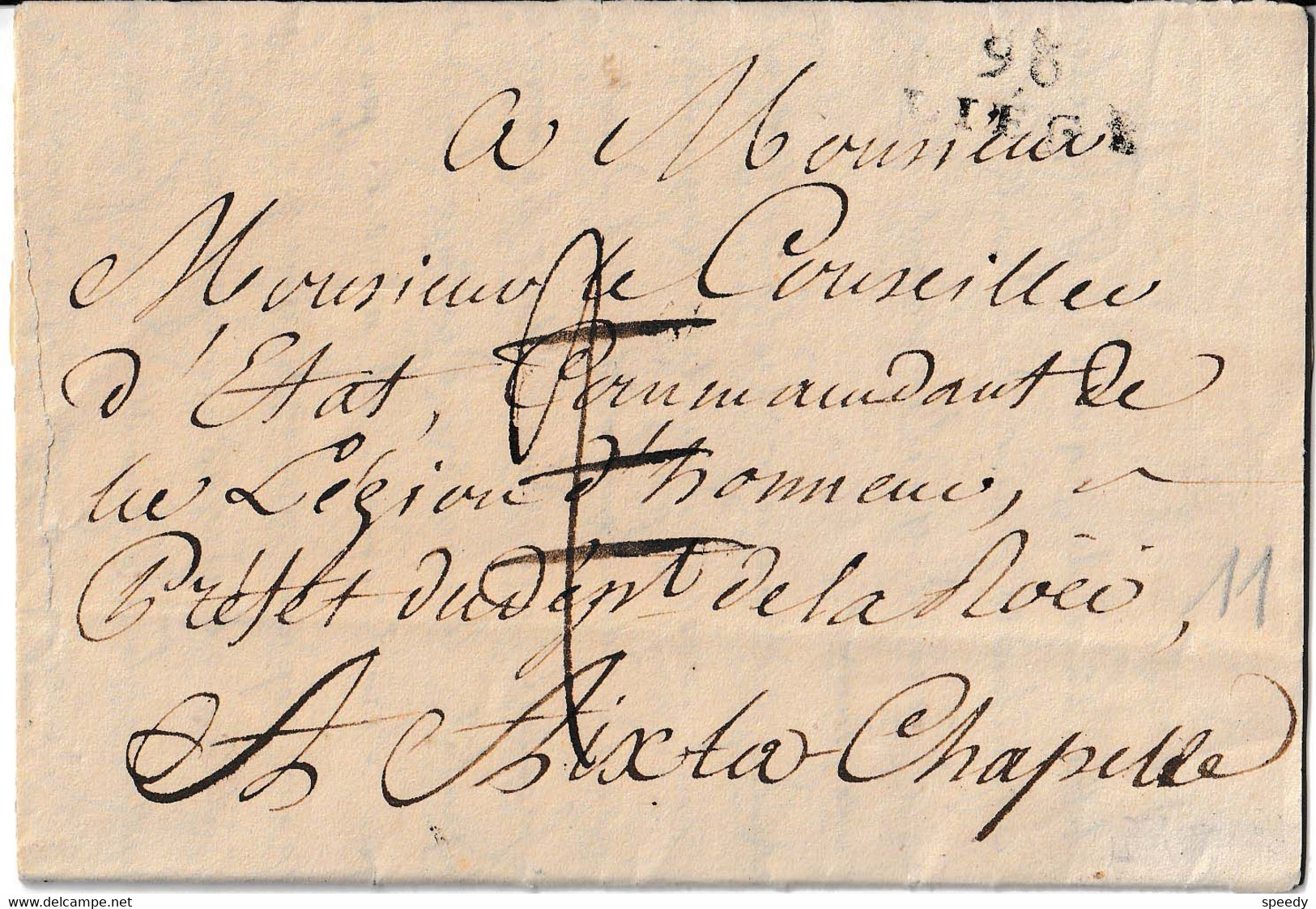 1806 VOORLOPER BELGIË Van LIEGE 3 JUIN 1806 N. AACHEN Met Hoofding En Stempel "23 ° CONSERVATOIRE " + "98 / LIEGE Met - 1794-1814 (Periodo Frances)