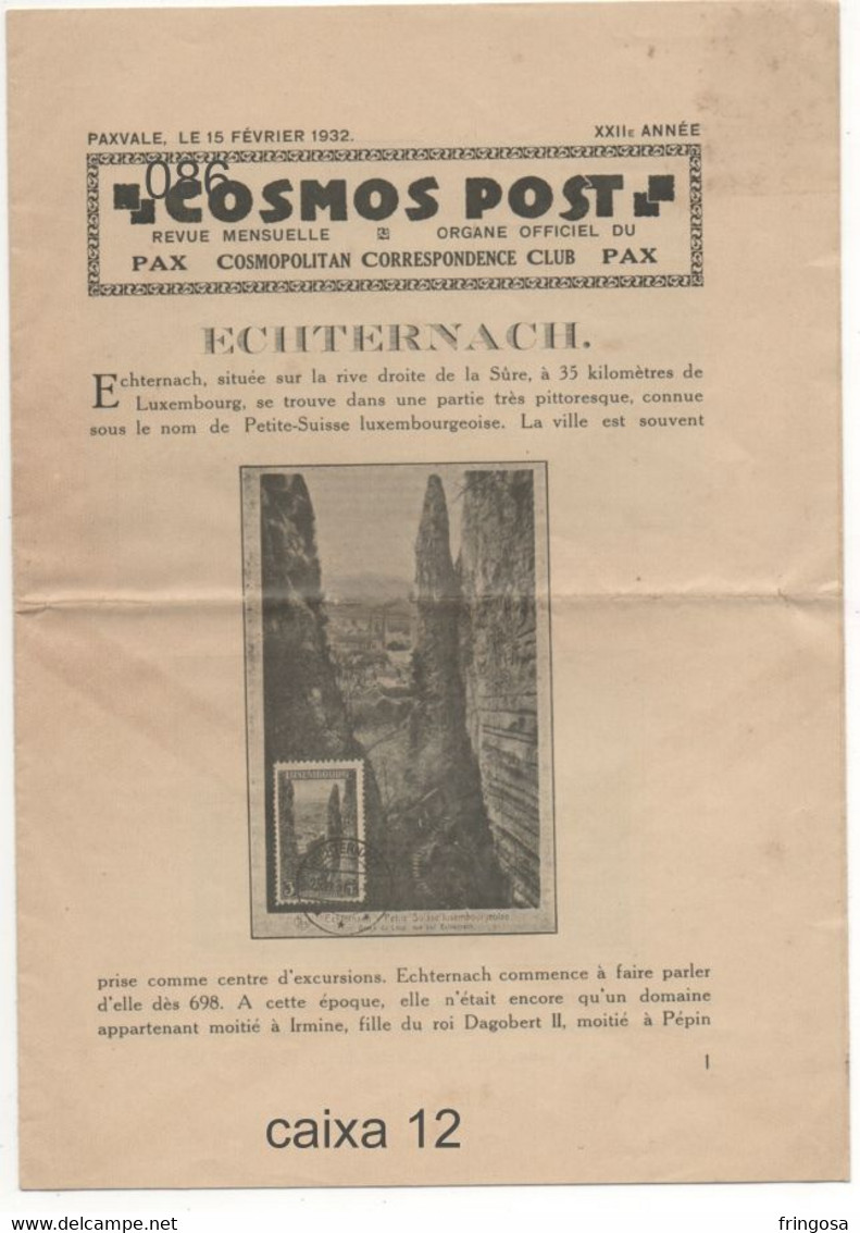 Cosmos Post - Paxvale, Le 15 Février 1932 - Francese