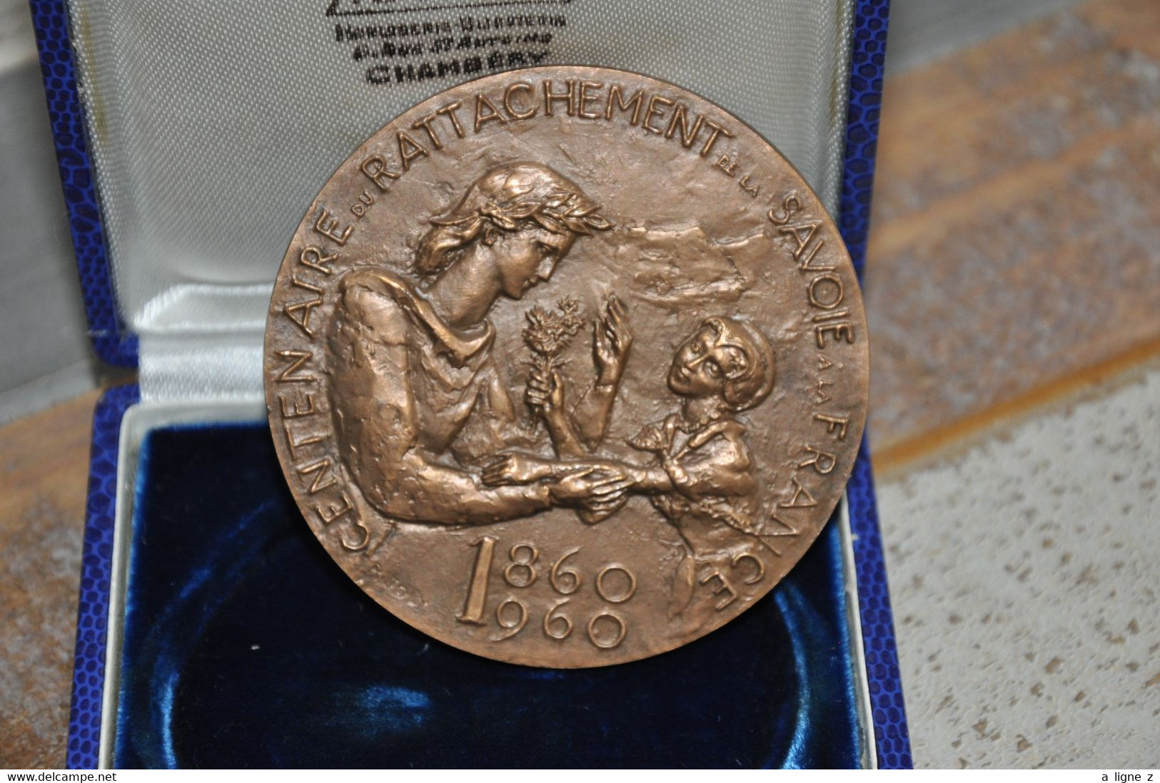 Ref TMB (kdk) : Médaille Bronze Centenaire Du Rattachement De Nice à La France 1960 Diametre 65 Mm Avec écrin Chambery - Professionnels / De Société