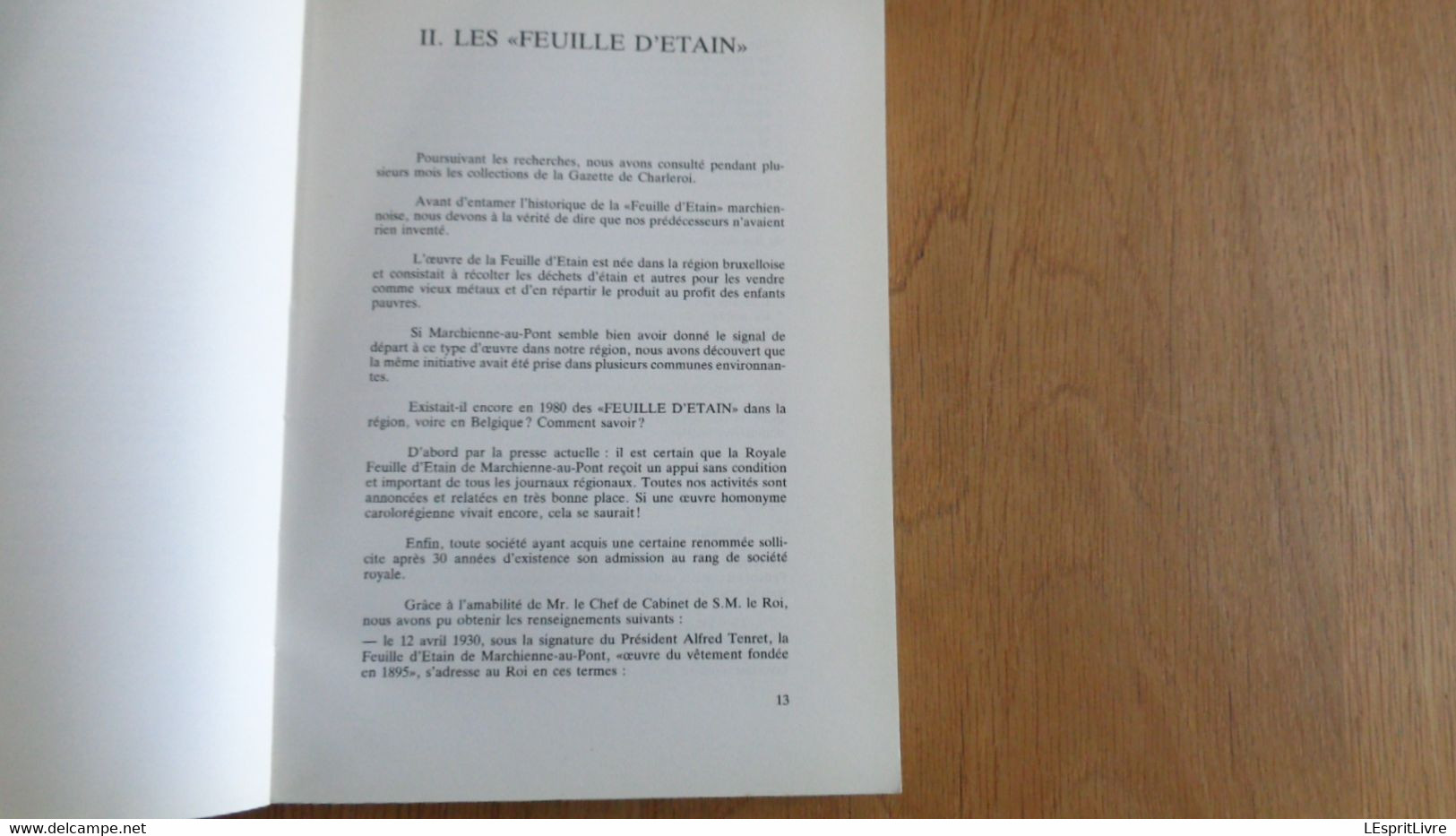 LA ROYALE FEUILLE D'ETAIN DE MARCHIENNE AU PONT Régionalisme La Docherie Charleroi Hainaut Orphelinat Ecole Enfants