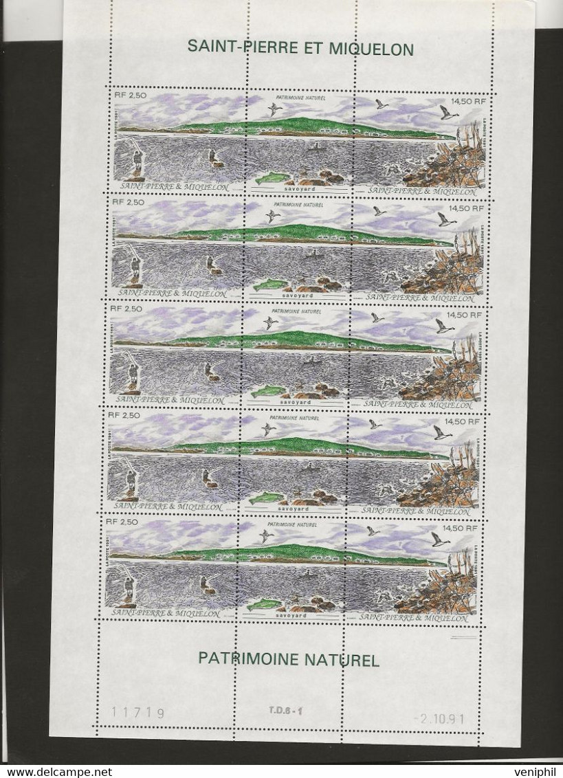 ST PIERRE ET MIQUELON N° 549 A - FEUILLE COMPLETE DE 5 TRIPTYQUES  -NEUVE TTB - ANNEE 1991- COTE : 46 € - Blocchi & Foglietti