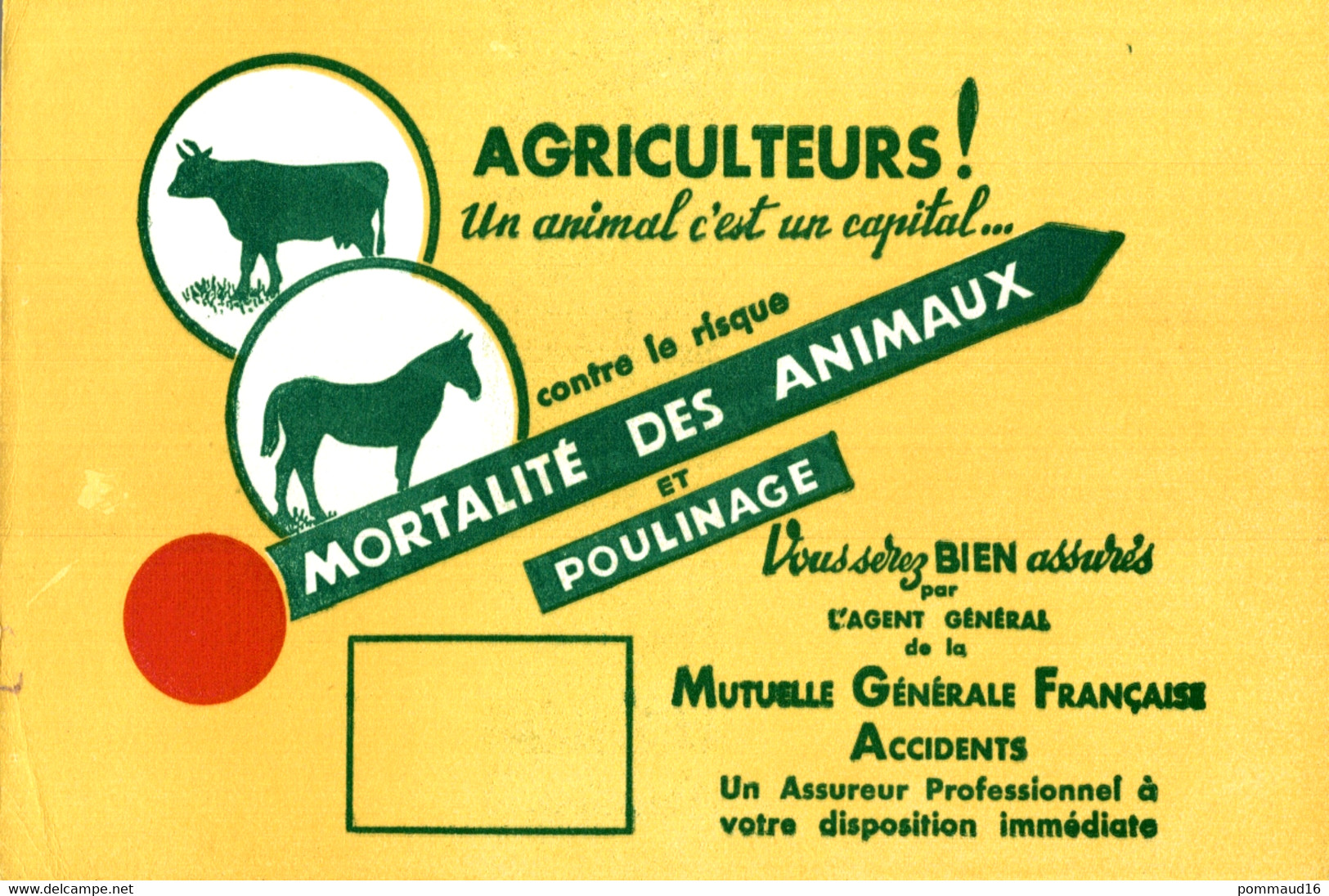 Buvard Agriculteurs ! Un Animal C'est Capital - Landbouw