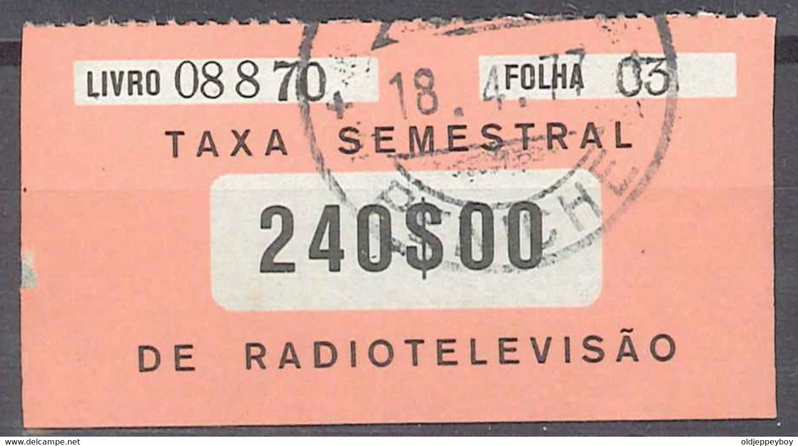 PORTUGAL  Early   Revenue Used Taxa Semestral Radio Televisão Tv Tax - Usati