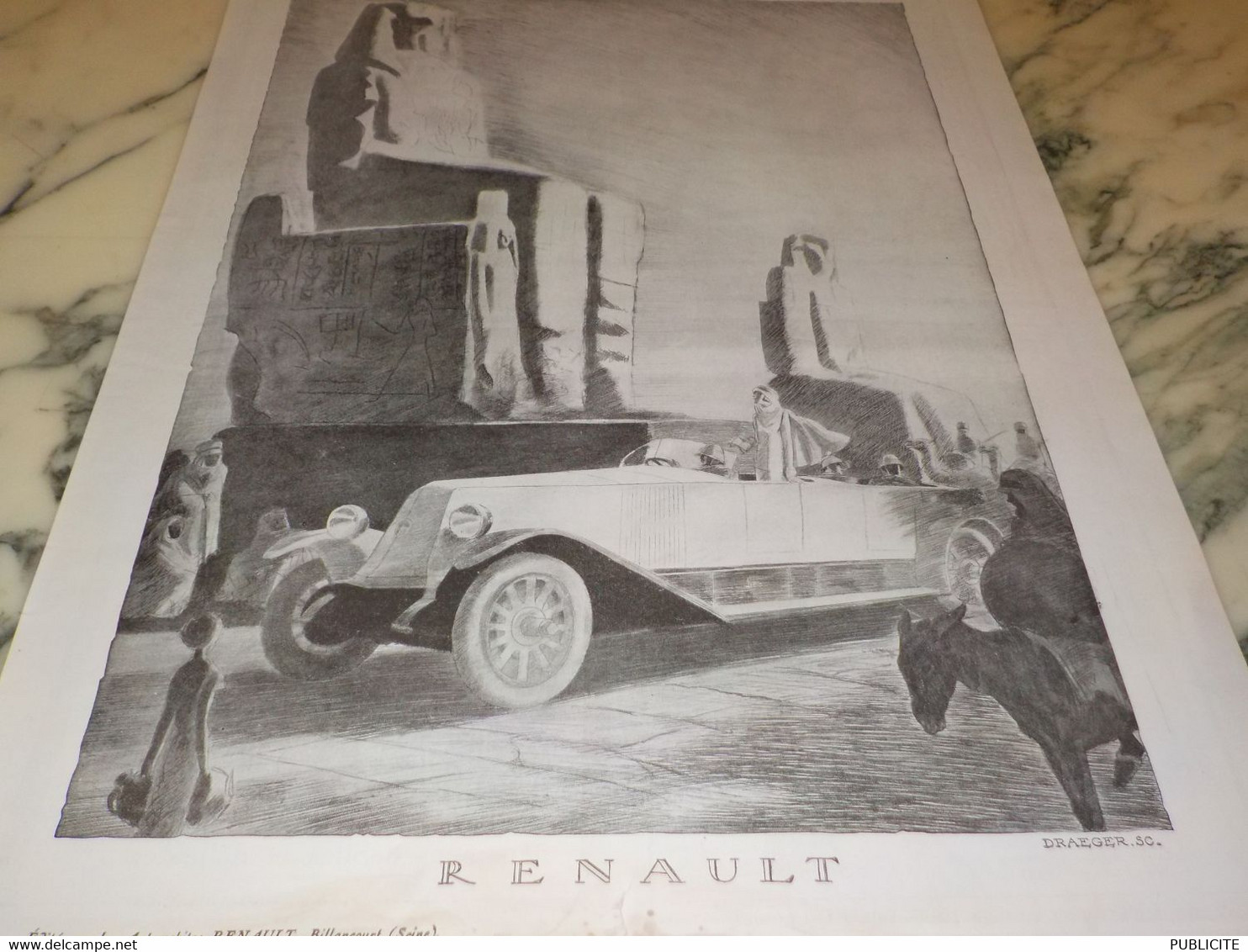 ANCIENNE  PUBLICITE EN EGYPTE VOITURE    RENAULT 1923 - Voitures