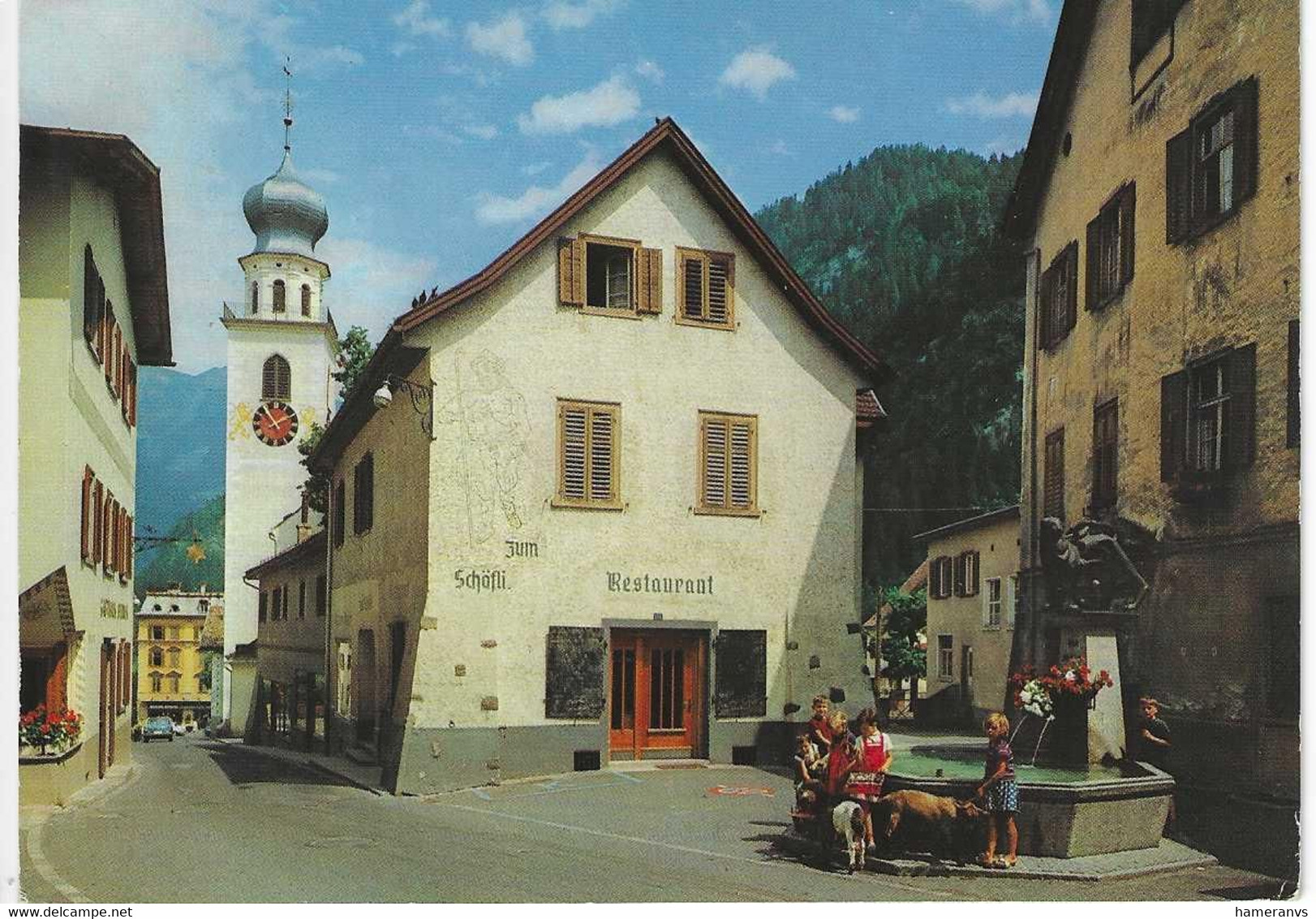 Thusis / Tusan - Rathausplatz Mit Viamal-Brunnen - H7855 - Thusis