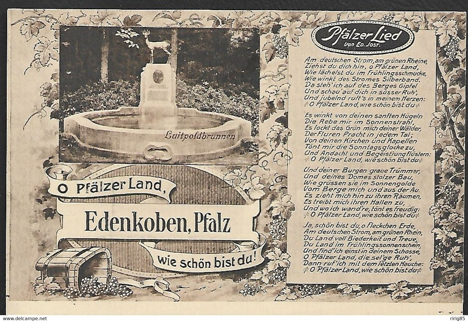 CPSM  --  EDENKOBEN PFALZ . O PFALZER LAND  . 652.G*** ECRITE EN 1919 - Edenkoben