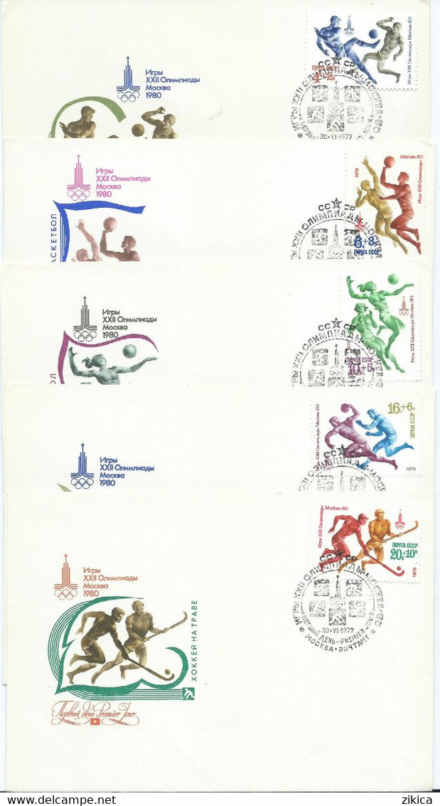 USSR / Russia - LOT - 5 FDC - 1979 Olympic Games - Moscow 1980, USSR - Summer 1980: Moscow