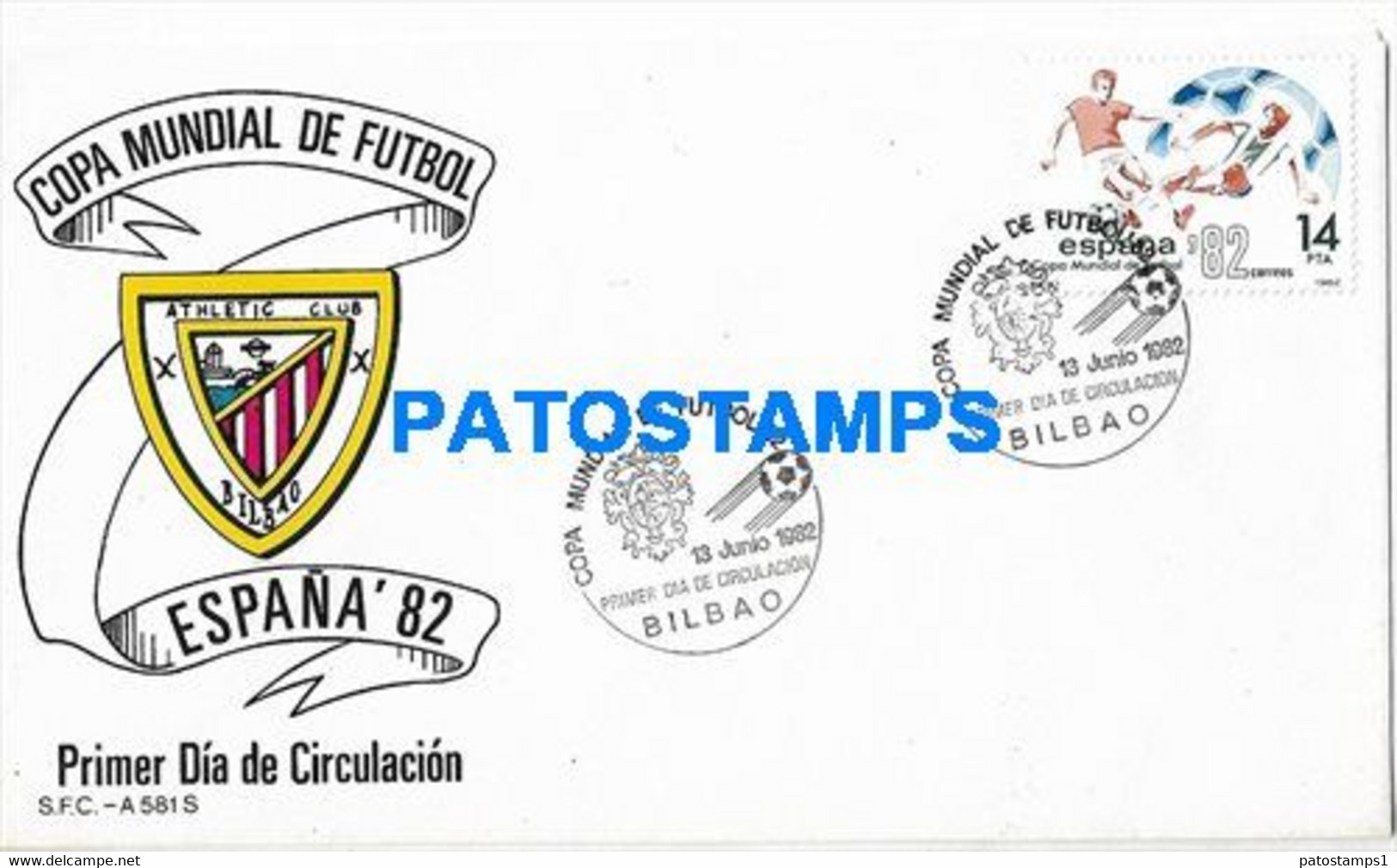 171177 SPAIN ESPAÑA COVER WORLD CUP SOCCER FUTBOL HERALDRY ATHLETIC CLUB BILBAO 1982 NO POSTCARD - Sonstige & Ohne Zuordnung