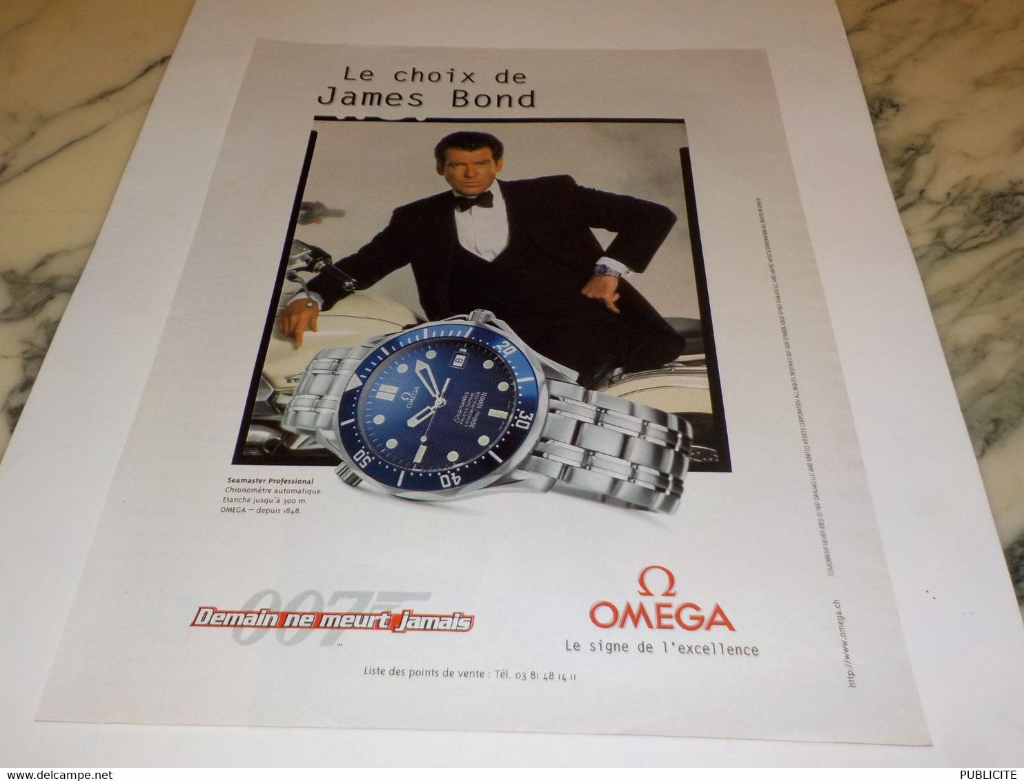 ANCIENNE PUBLICITE LE CHOIX DE JAMES BOND MONTRE OMEGA  1997 - Autres & Non Classés