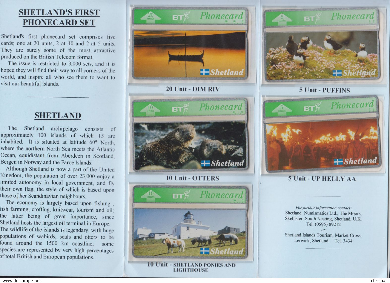 UK - Shetland Collection Of 5 Mint Phonecards In Folder - BT Emissioni Commemorative