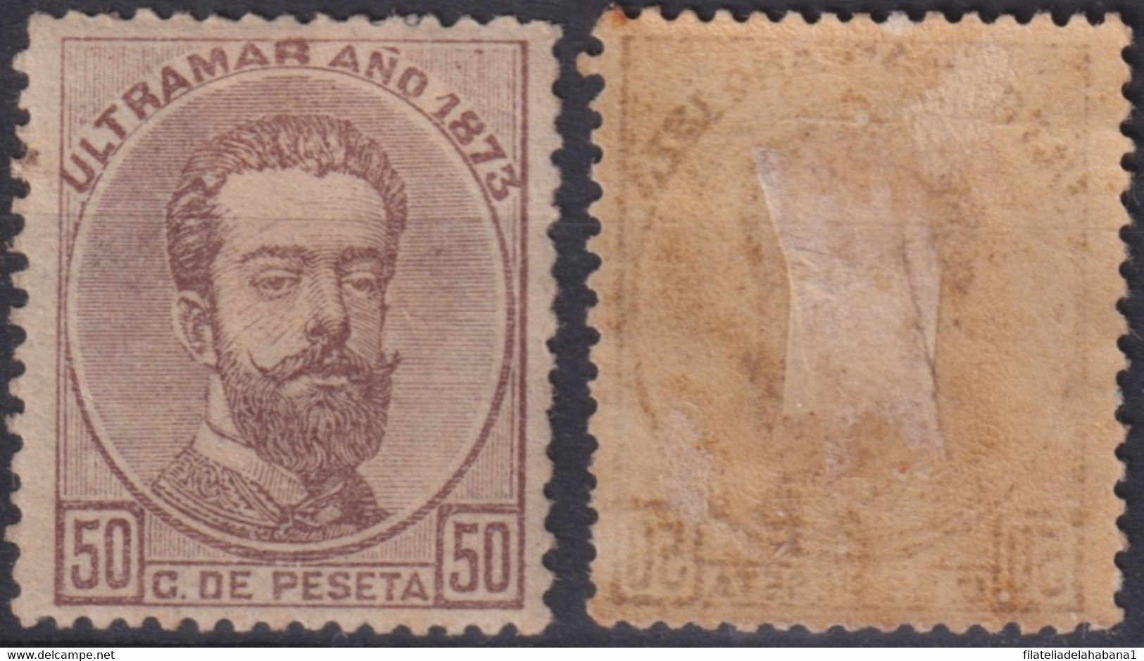 1873-100 CUBA ANTILLAS 1873 AMADEO I 50c MH. - Prefilatelia