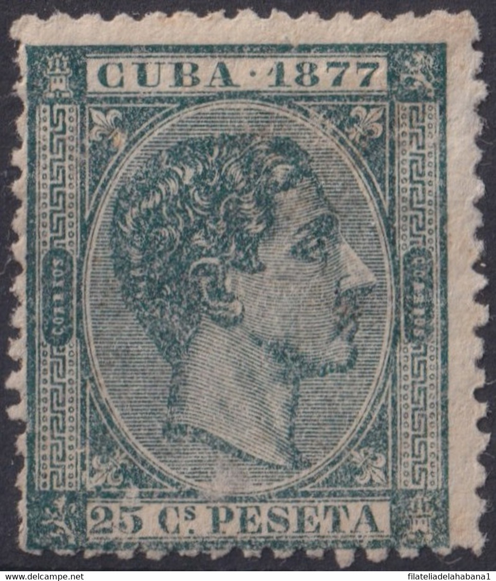 1877-120 CUBA 1877 ALFONSO XII 25 C SIN GOMA Y MUY BUEN CENTRAJE. - Prefilatelia