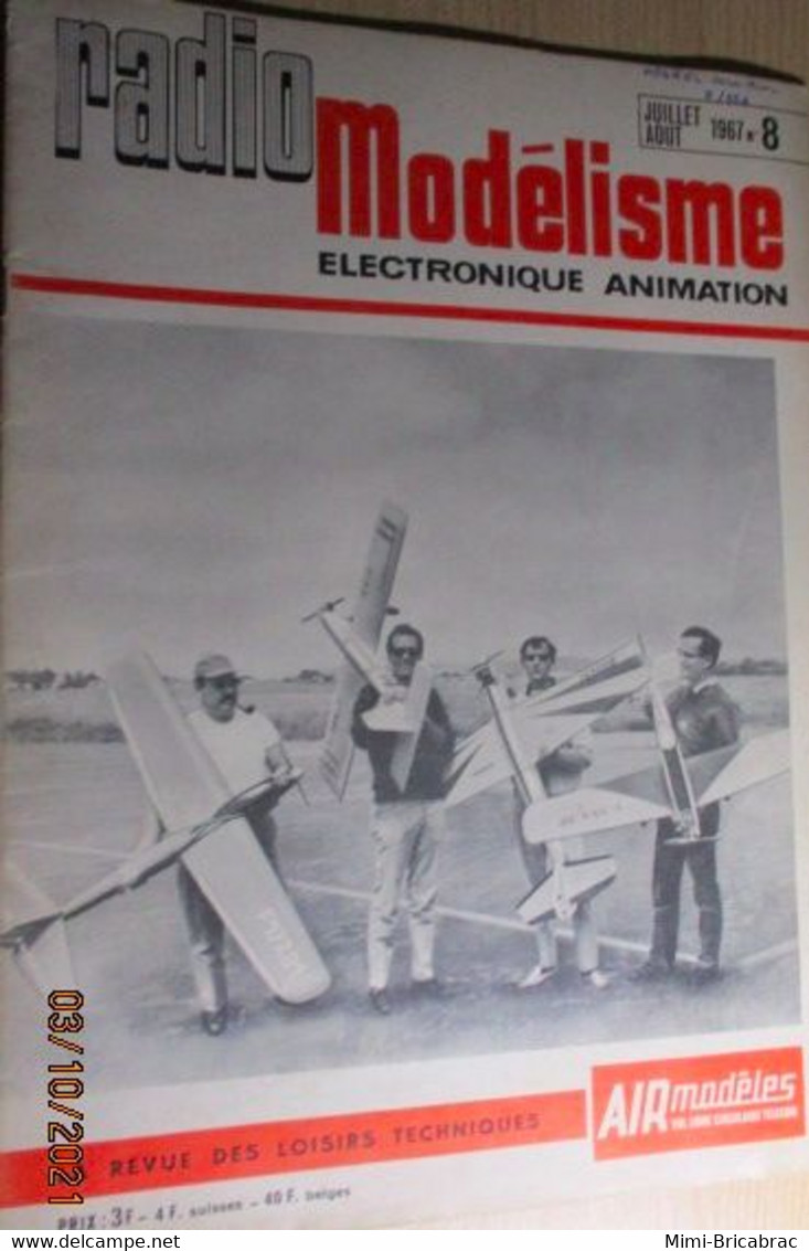 AEROJ20 Revue RADIO MOEDELISME N°8 De 7et8/1967 Avec Plan En Pages Centrales, En Très Bon état Général - Modelli Dinamici (radiocomandati)