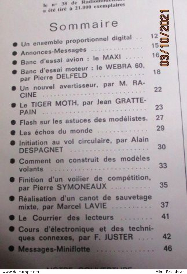 AEROJ20 Revue RADIO MOEDELISME N°39 De 3/1970 Avec Plan En Pages Centrales, En Très Bon état Général - Modelos R/C (teledirigidos)