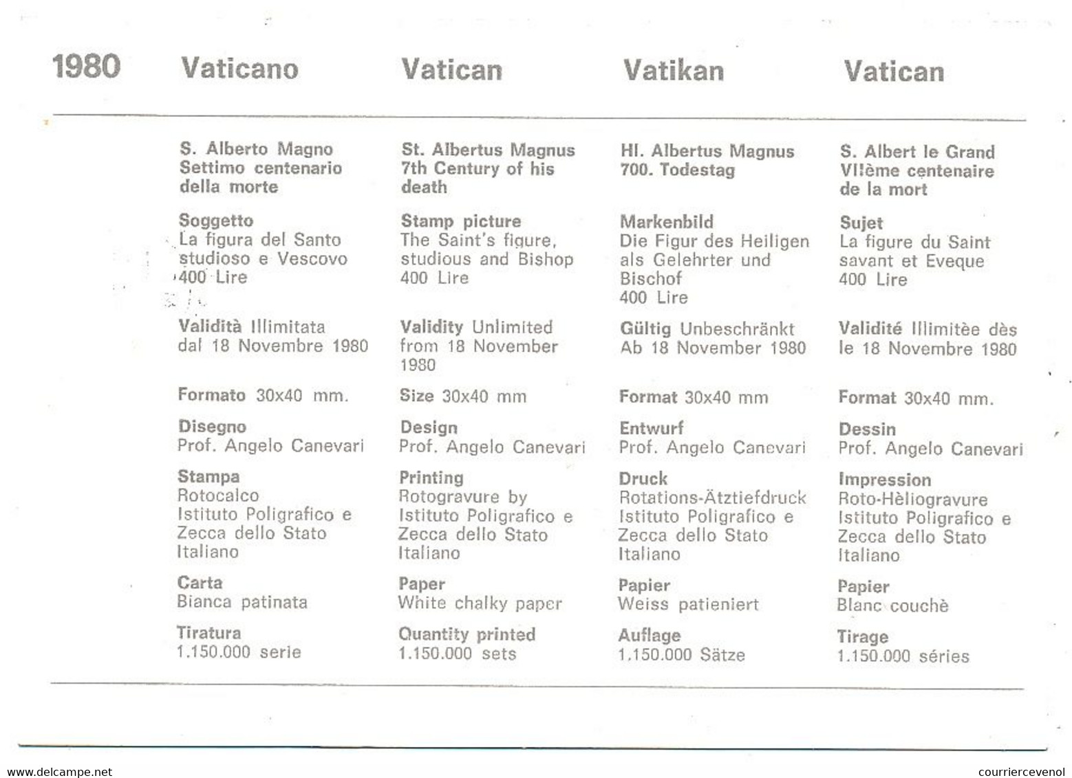 VATICAN - 2 Cartes Maximum - S. Alberto Magno .... - 1980 - Maximumkarten (MC)