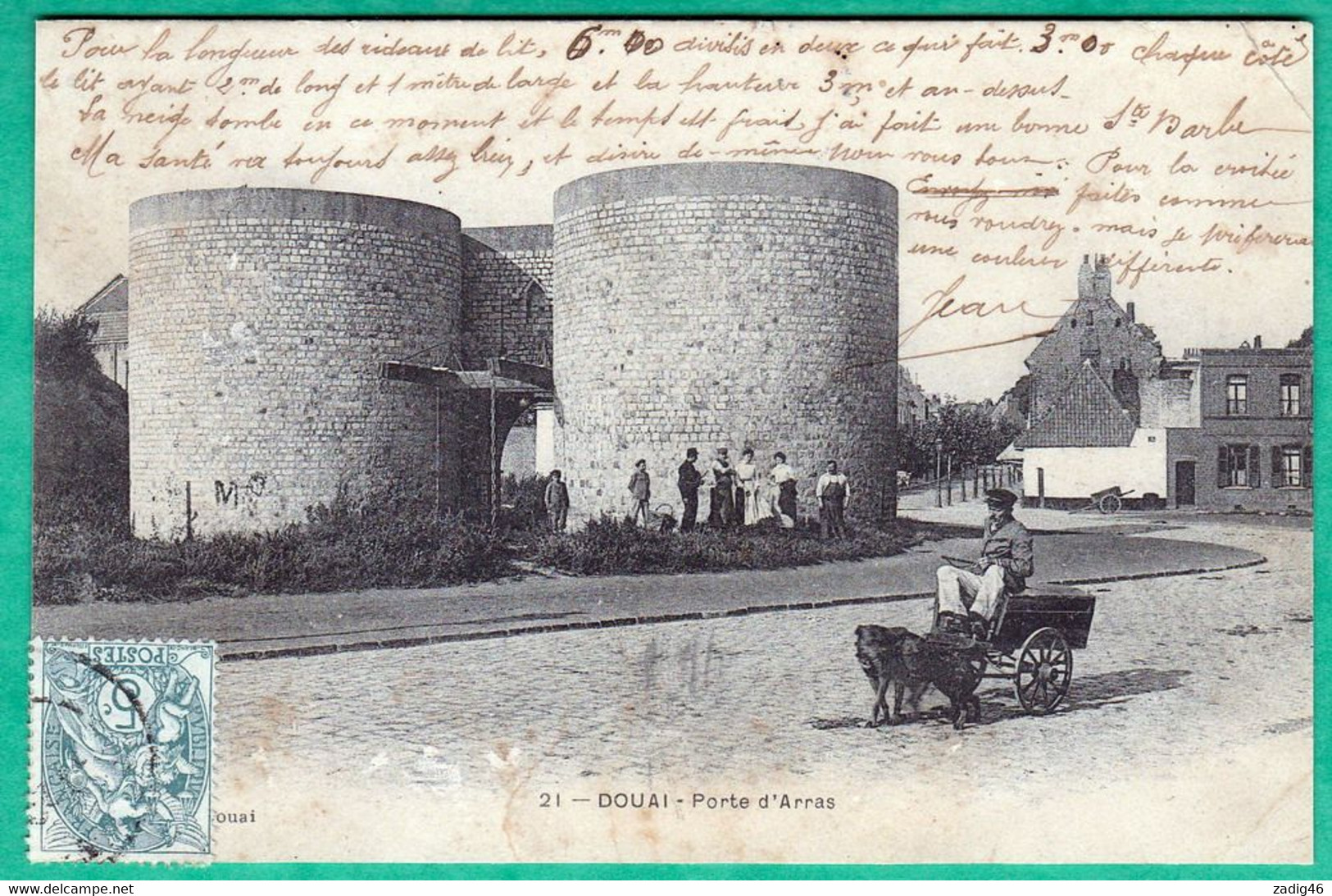 21 - DOUAI - PORTE D'ARRAS - ATTELAGE DE CHIENS - 2 SCANS - Douai