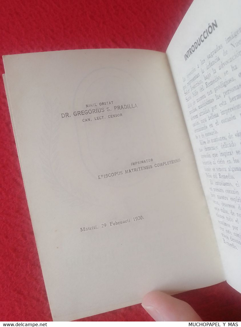 ANTIGUO LIBRO LIBRITO NOVENA Y TRIDUO EN HONOR DEL SANTO NIÑO DEL REMEDIO 1920...JOSÉ CABELLO Y GUILLÉN DE TOLEDO VER... - Religión Y Paraciencias