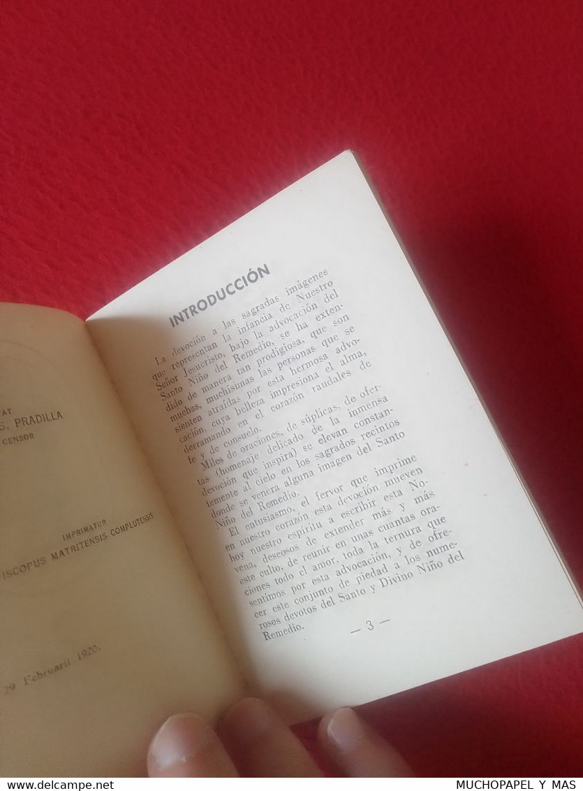 ANTIGUO LIBRO LIBRITO NOVENA Y TRIDUO EN HONOR DEL SANTO NIÑO DEL REMEDIO 1920...JOSÉ CABELLO Y GUILLÉN DE TOLEDO VER... - Godsdienst & Occulte Wetenschappen