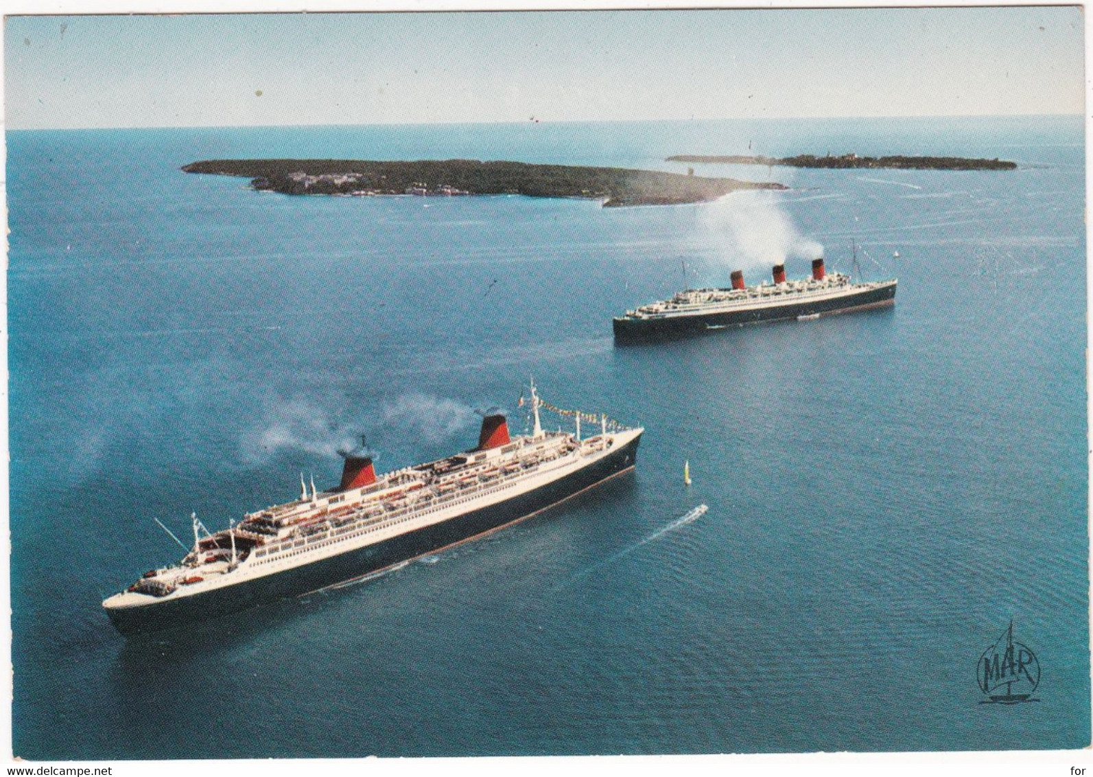 Bateaux : Paquebots : Le " FRANCE " - Le " QUEEN ELISABETH " : Aux îles De Lérins - Alpes Maritimes - Passagiersschepen