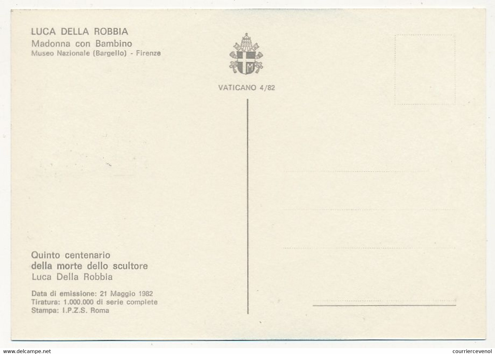 VATICAN - Carte Maximum - 5eme Centenaire Mort Du Sculpteur Luca Della Robbia - 1982 - Maximumkaarten
