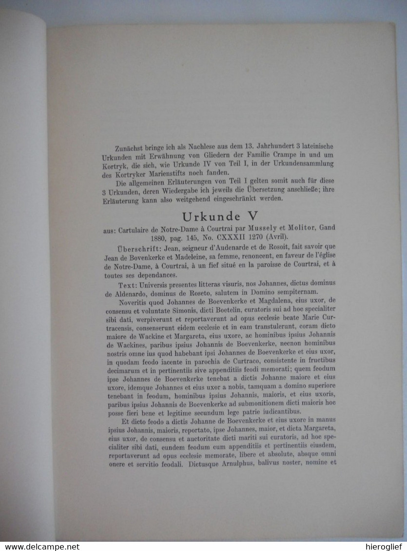 DIE FLANDRISCHE FAMILIE CRAMPE des 13 Jahrhunderts bis zum Hungenotten 3T - Theodor Crampe genealogie Kortrijk duitsland