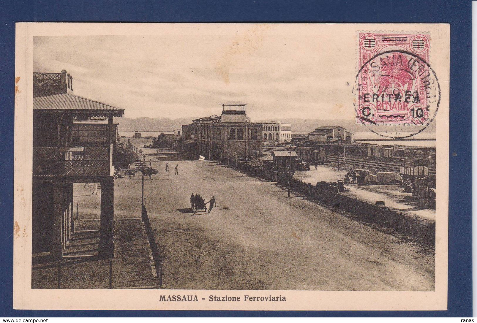 CPA Erythrée Massaua Station Chemin De Fer Gare Timbré Non Circulé - Eritrea