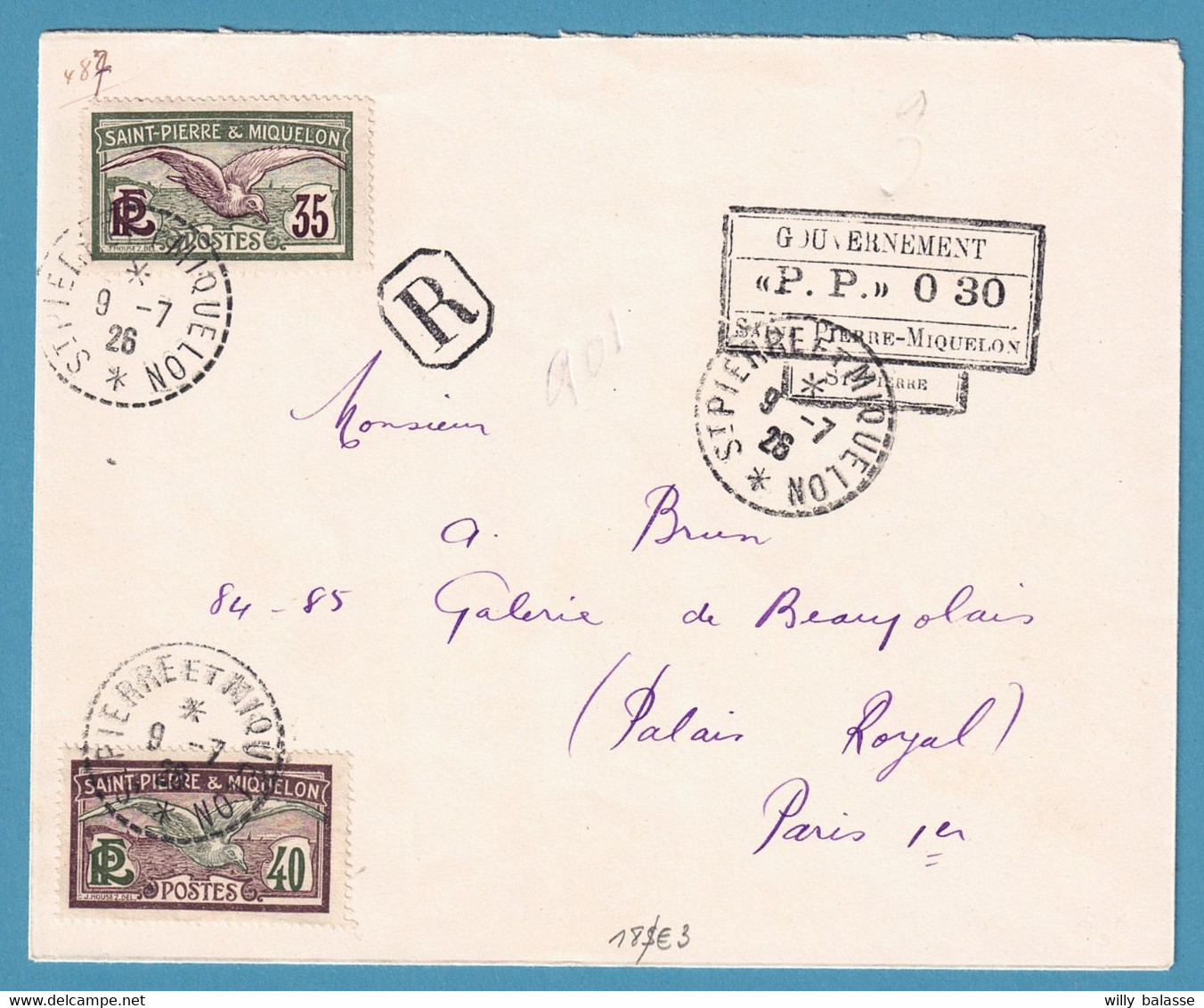 L. Affr. 35 + 40c + PP 0 30 De ST PIERRE ET MIQUELON/1926 Pour Paris - Ste. Anne De Beaupré