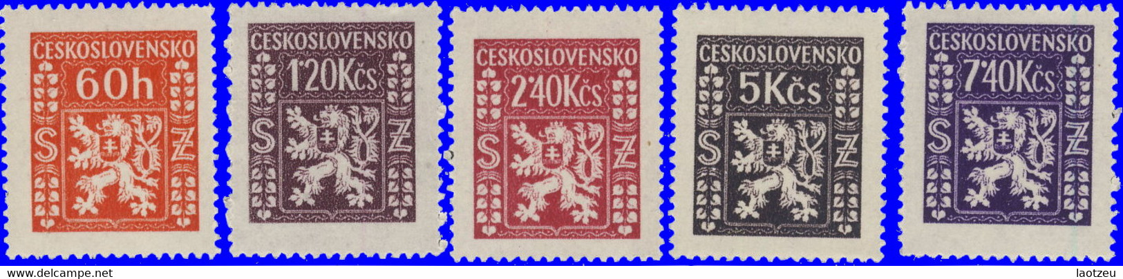 Tchécoslovaquie Service 1947. ~ S 8/15**  - Armoiries (5 V) - Timbres De Service