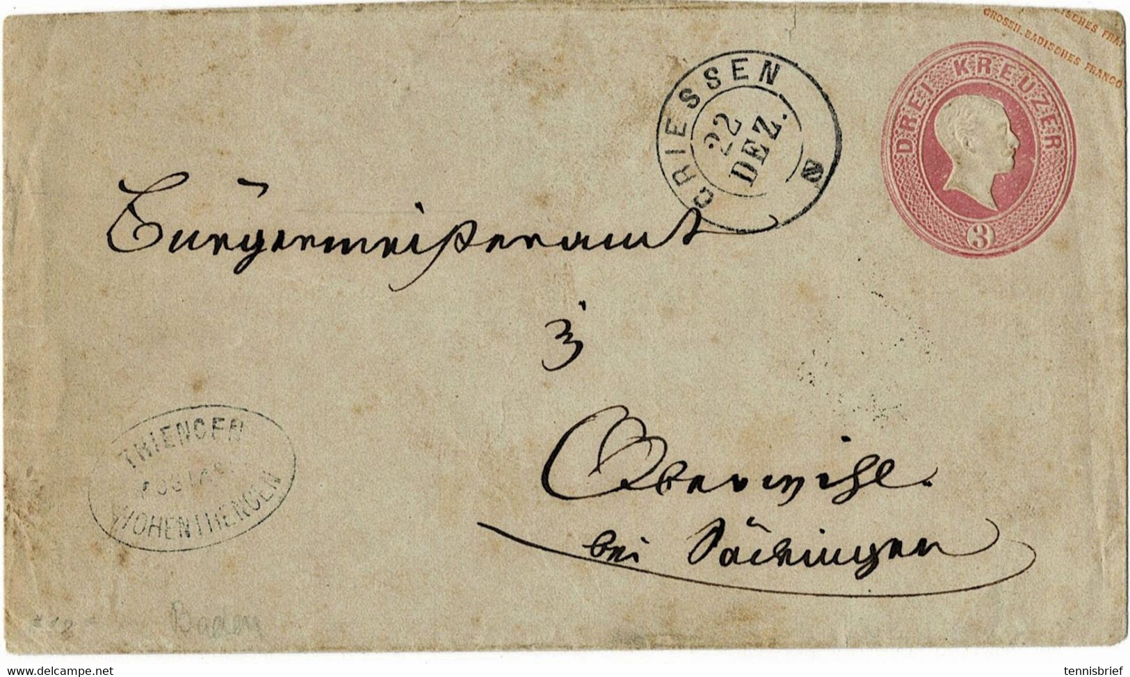 GA 3 Kr., Postablage Von " THIENGEN ", A 5577 - Postal  Stationery