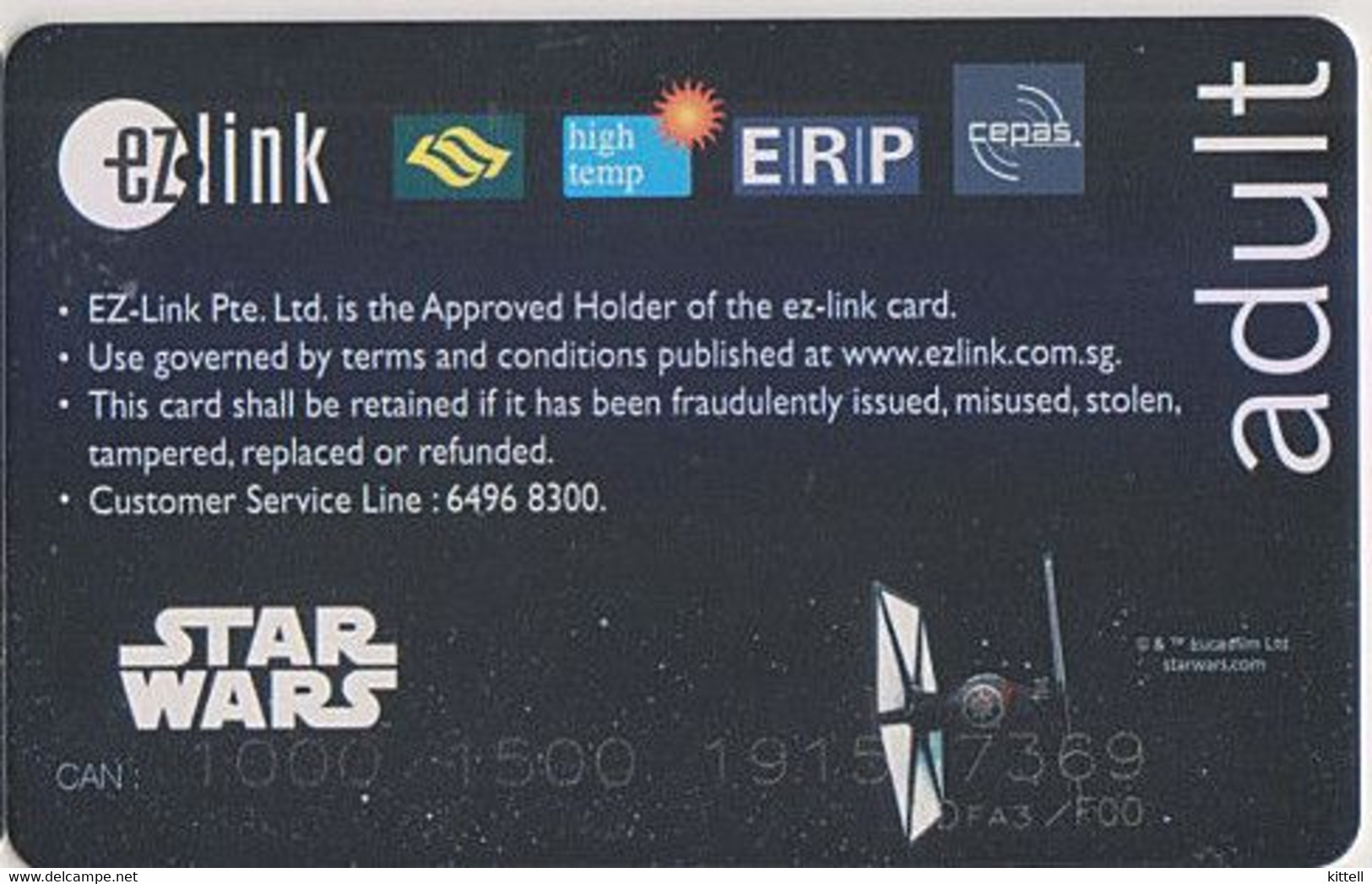 Singapore Travel Card Subway Train Bus Ticket Ezlink Unused Star Wars - Mundo