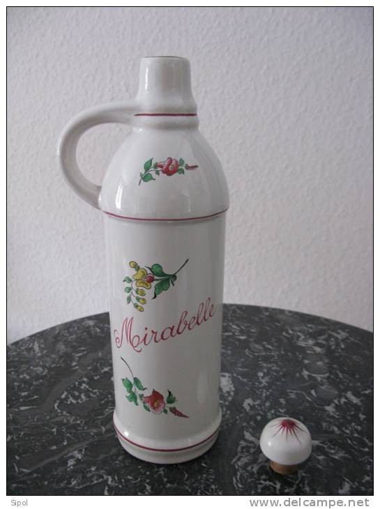 Bouteille à Alcool De Mirabelle  En Faience De St Clément - Lunéville  Avec Bouchon En Liège Et Faience - Otros & Sin Clasificación