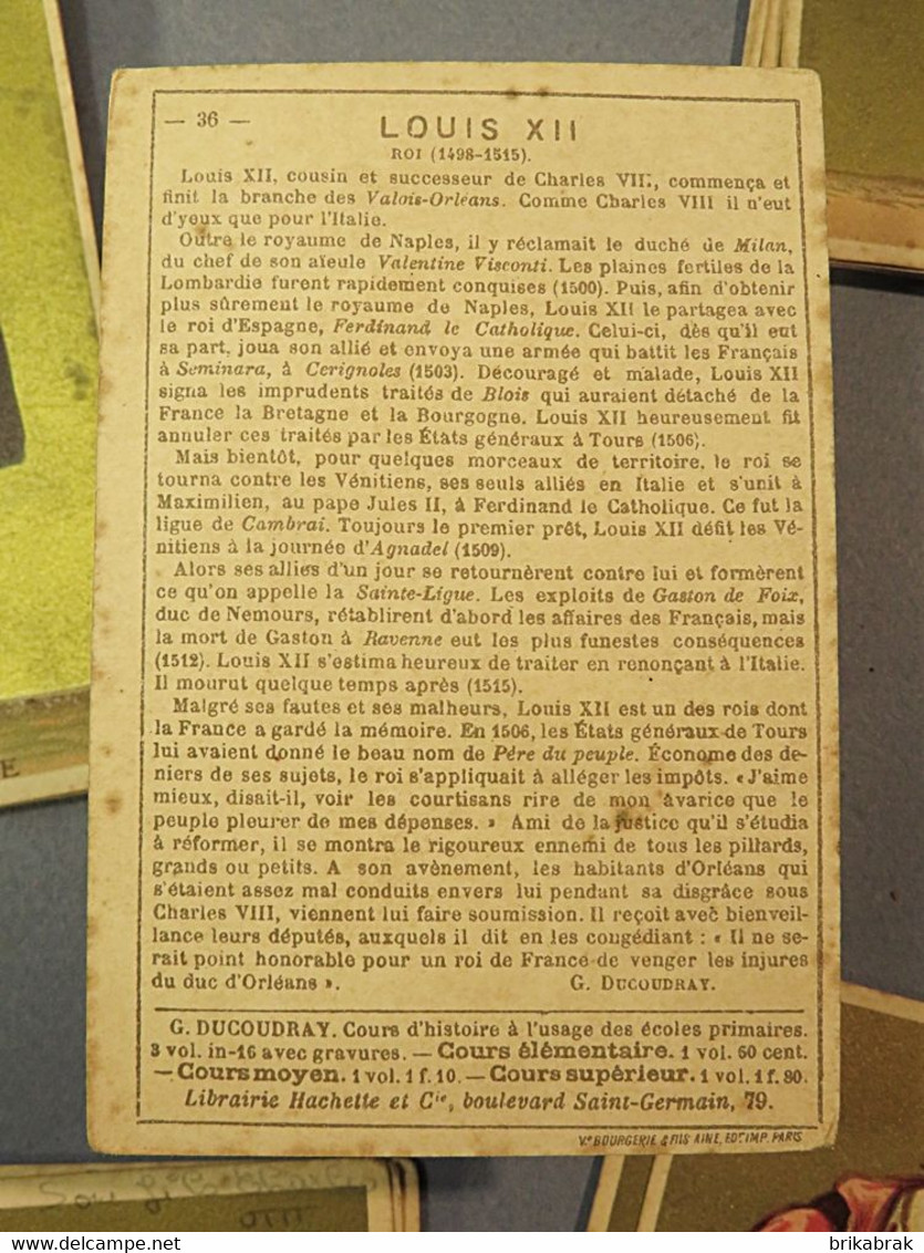 CARTES CHROMO SCOLAIRES HISTOIRE DE FRANCE XIX ème + Ecole Historique Education