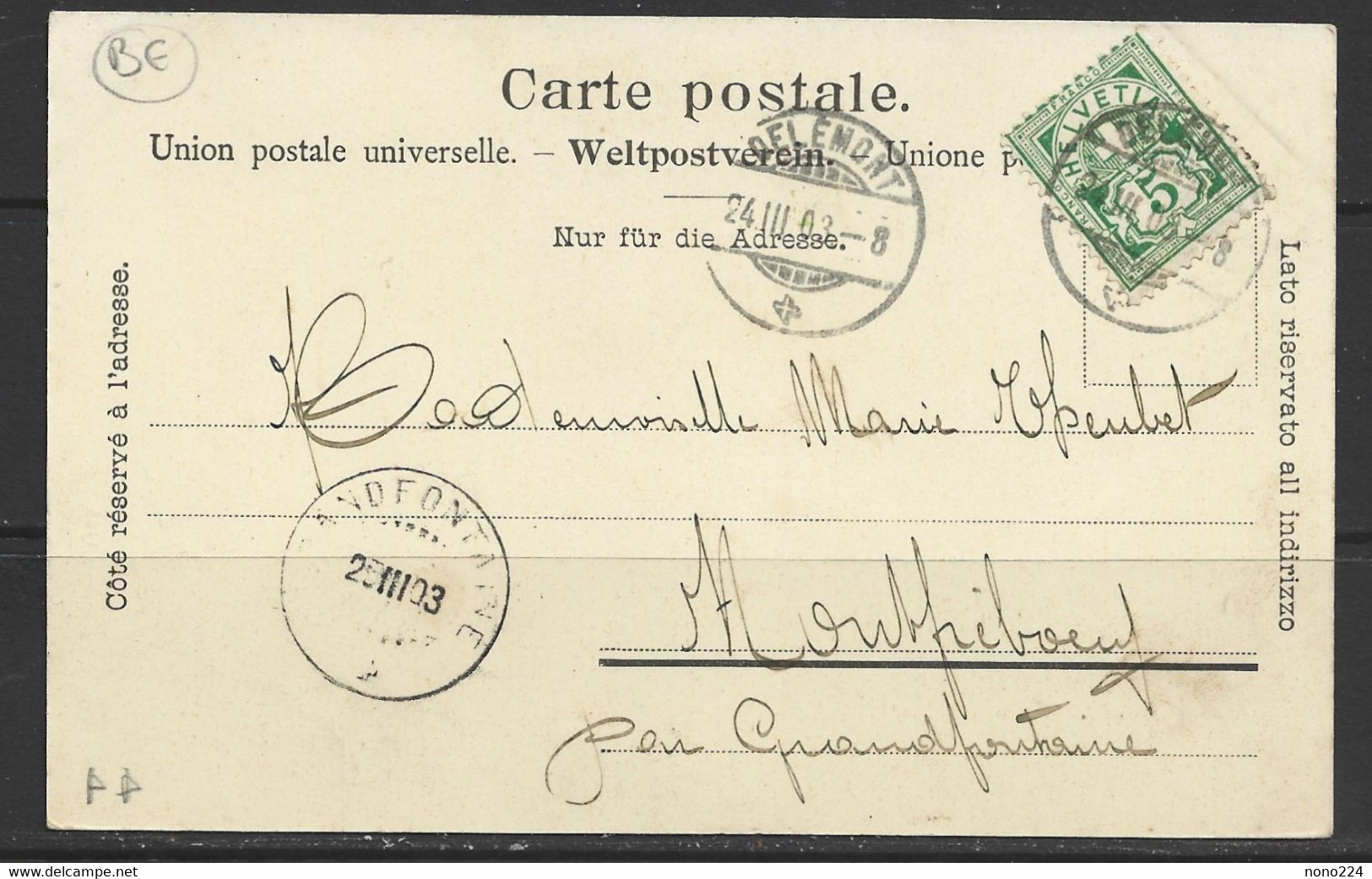 Carte P De 1903 ( Les Gorges De Moutier ) - Moutier