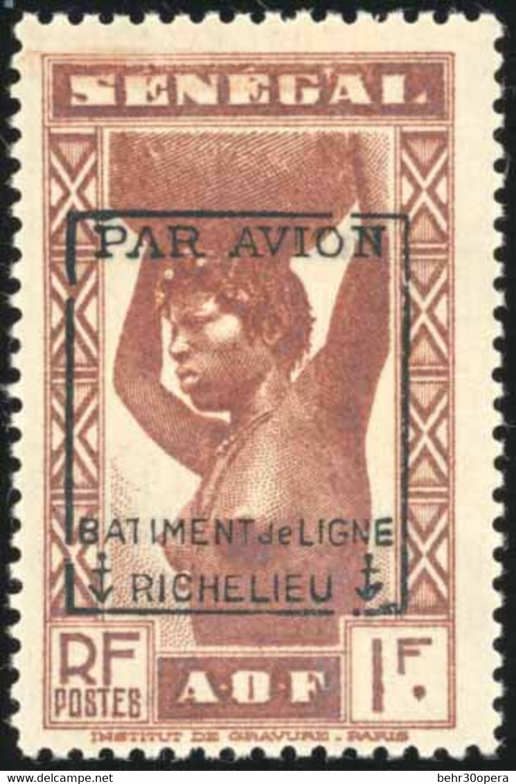 ** N°6 - Timbres Du Sénégal. 1F. Surch. Richelieu. SUP. - Militaire Luchtpost