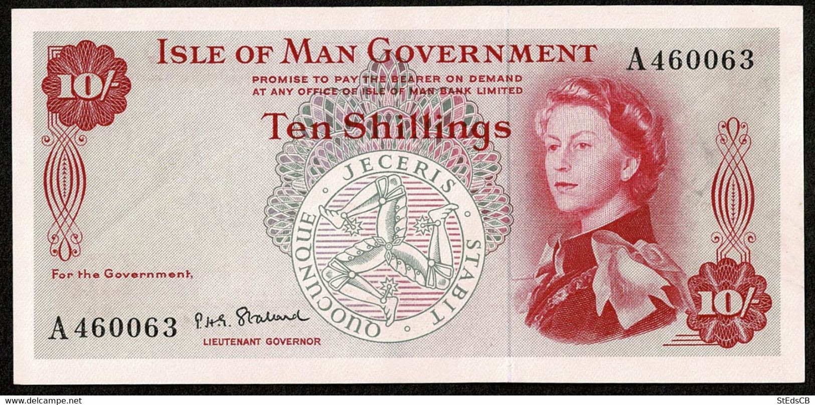 Isle Of Man Government * 10/- * Stallard * Prefix A * P24b / IM21b * 1966 * GEF - 10 Schillings