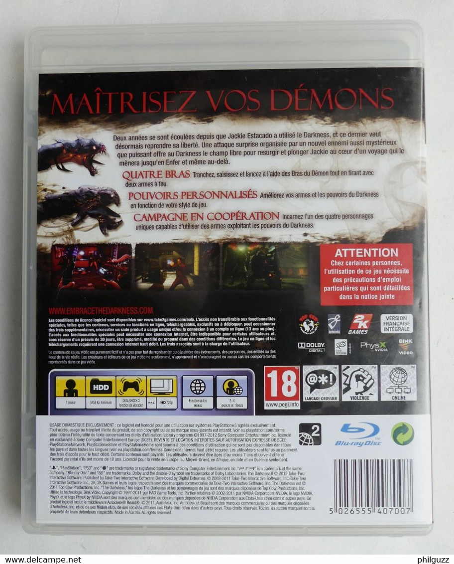 JEU PLAYSTATION PS3 DARKNESS II  AVEC BOITIER ET LIVRET - PS3