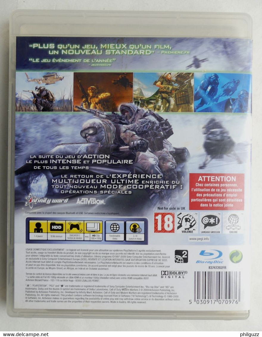 JEU PLAYSTATION PS3 CALL OF DUTY MODERN WARFARE 2  AVEC BOITIER ET LIVRET - PS3