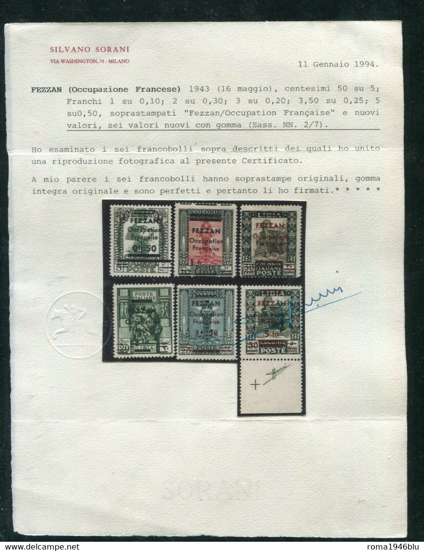 FEZZAN 1943 PITTORICA E SIBILLA LIBICA SASSONE N. 2** MNH PRESENTE NEL C. SORANI - Fezzan & Ghadames