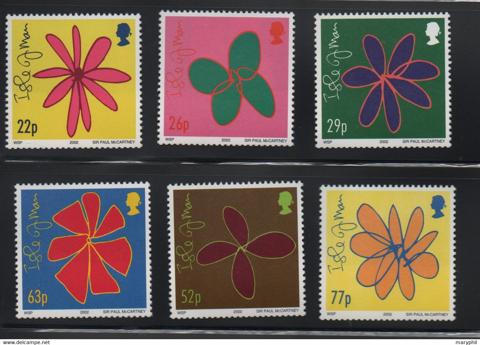 LOT 307 - MAN  N° 1017/1022 ** -  FLEURS STYLISEES DESSINEES PAR PAUL Mc CARTNEY   - Cote 13 € - Man (Ile De)