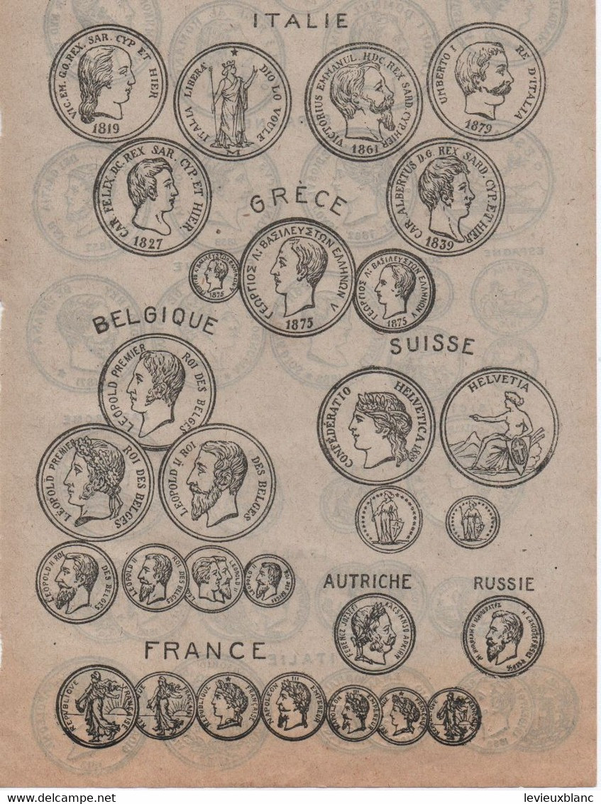 Page D'Agenda De Bureau Ancien/Monnaies D'Or Et D'Argent/Monnaies à Accepter/Monnaies à Refuser/Vers 1880-1890   BILL213 - Frans